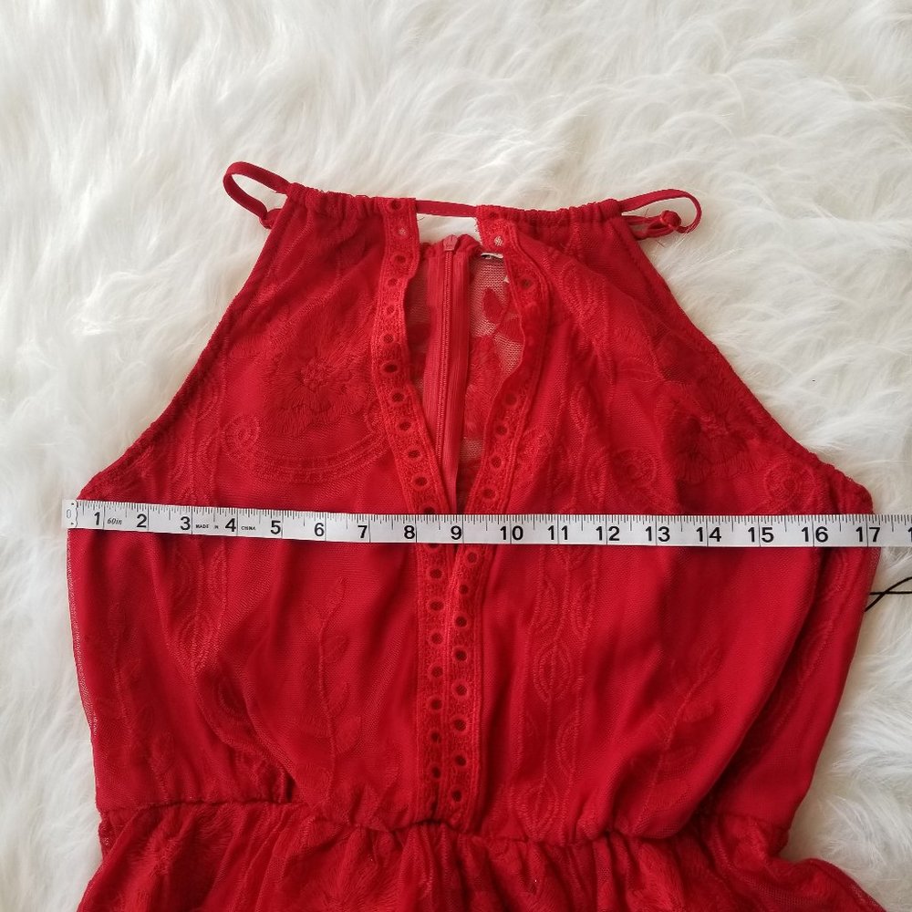 New Haute Monde Red Lace Floral Print Dress Size L - Picture 8 of 8